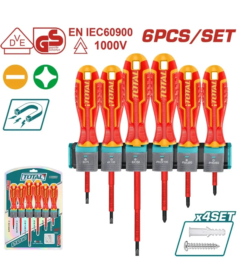 TOTAL - Juego x6 destornilladores aislados 1000V